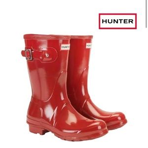 HUNTER Original Short Military Red Gloss Boots